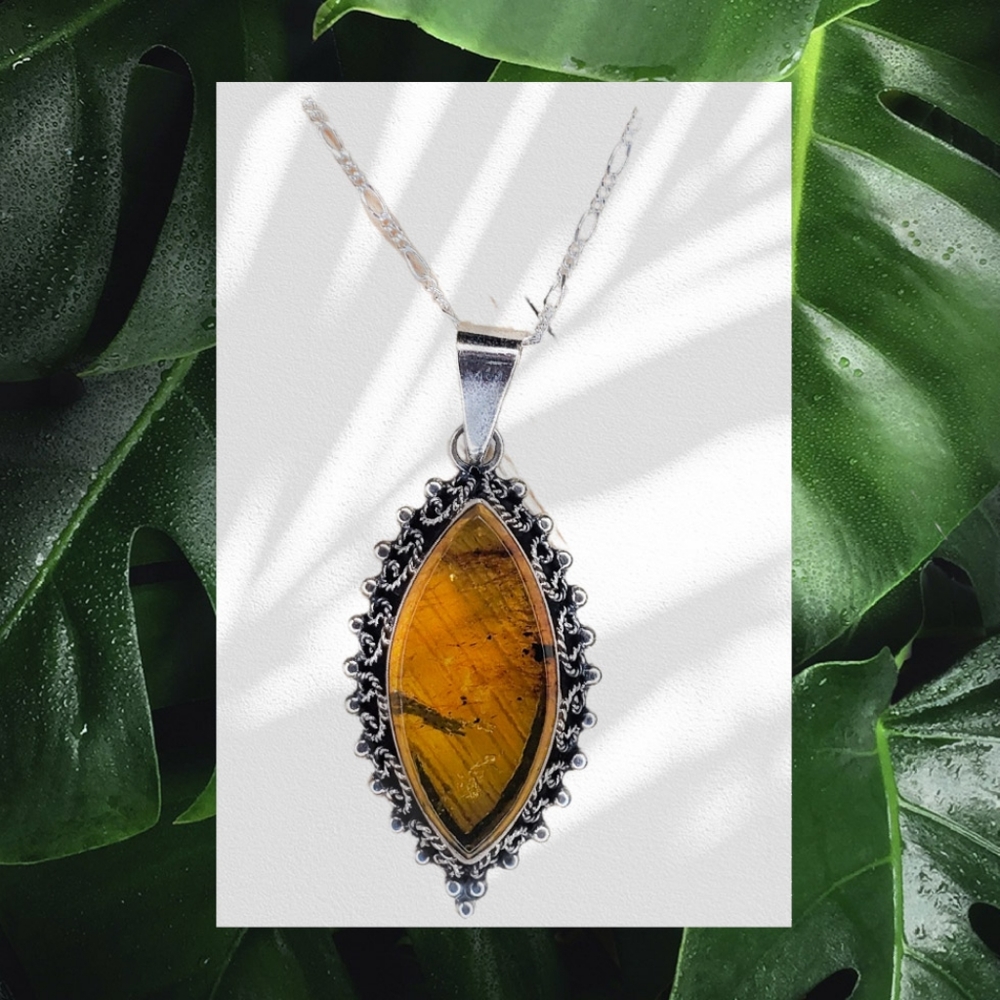 Mexican Amber Necklace. Silver .925